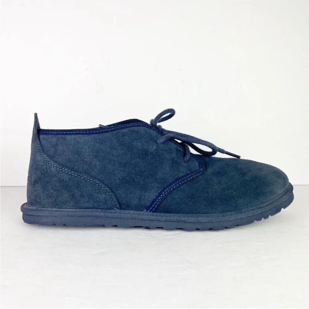 UGG Neumel Navy Blue Suede Leather Shearling Lace Up Warm Cozy Ankle Boots